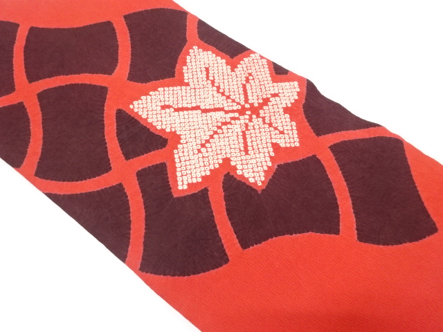 JAPANESE NAGOYA OBI / SHIBORI / MAPLE LEAVES